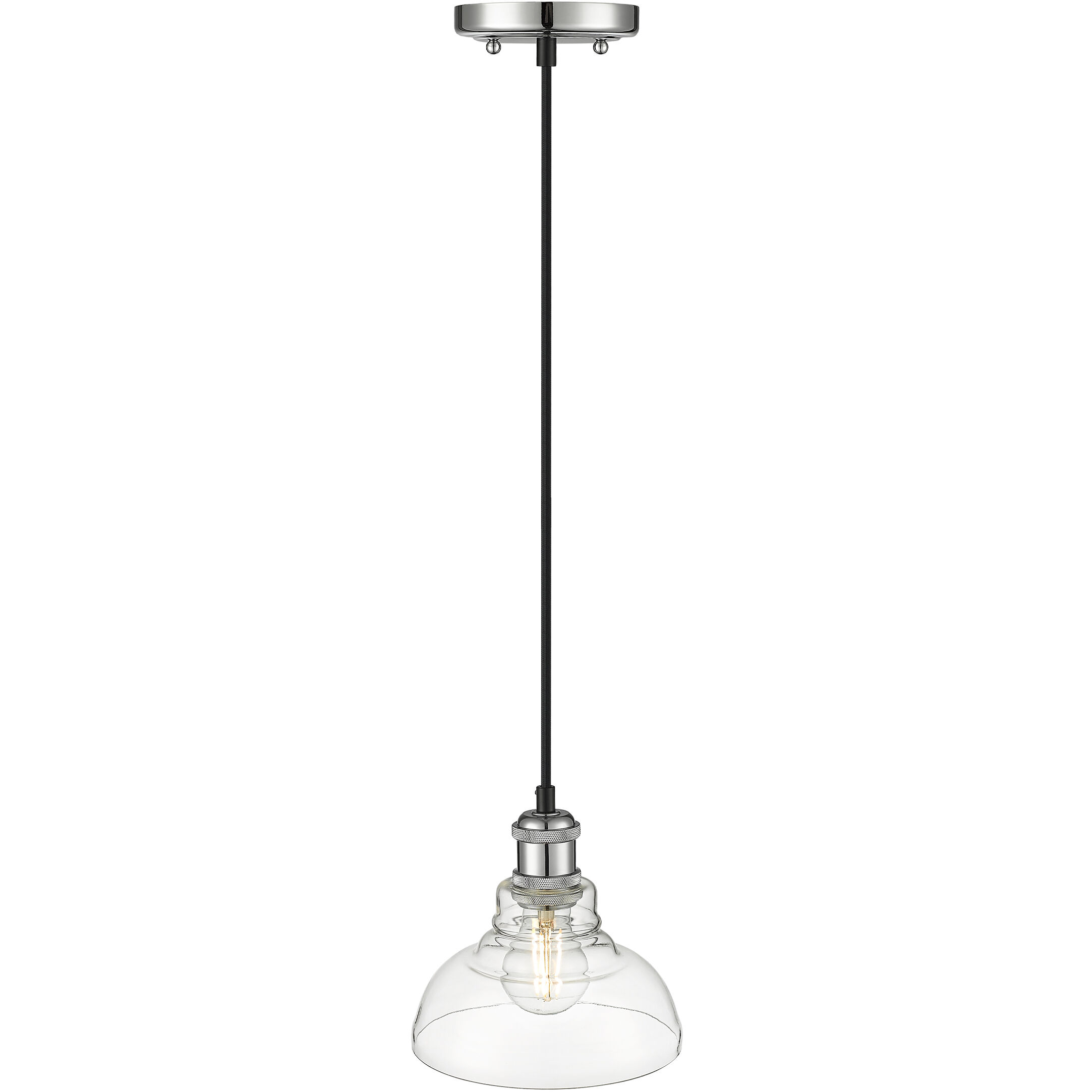 Yep Carver 1 Light 7.5 inch Chrome Pendant Ceiling Light in Clear Glass