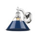 Orwell 1 Light 10 inch Chrome Wall Sconce Wall Light in Navy, Damp