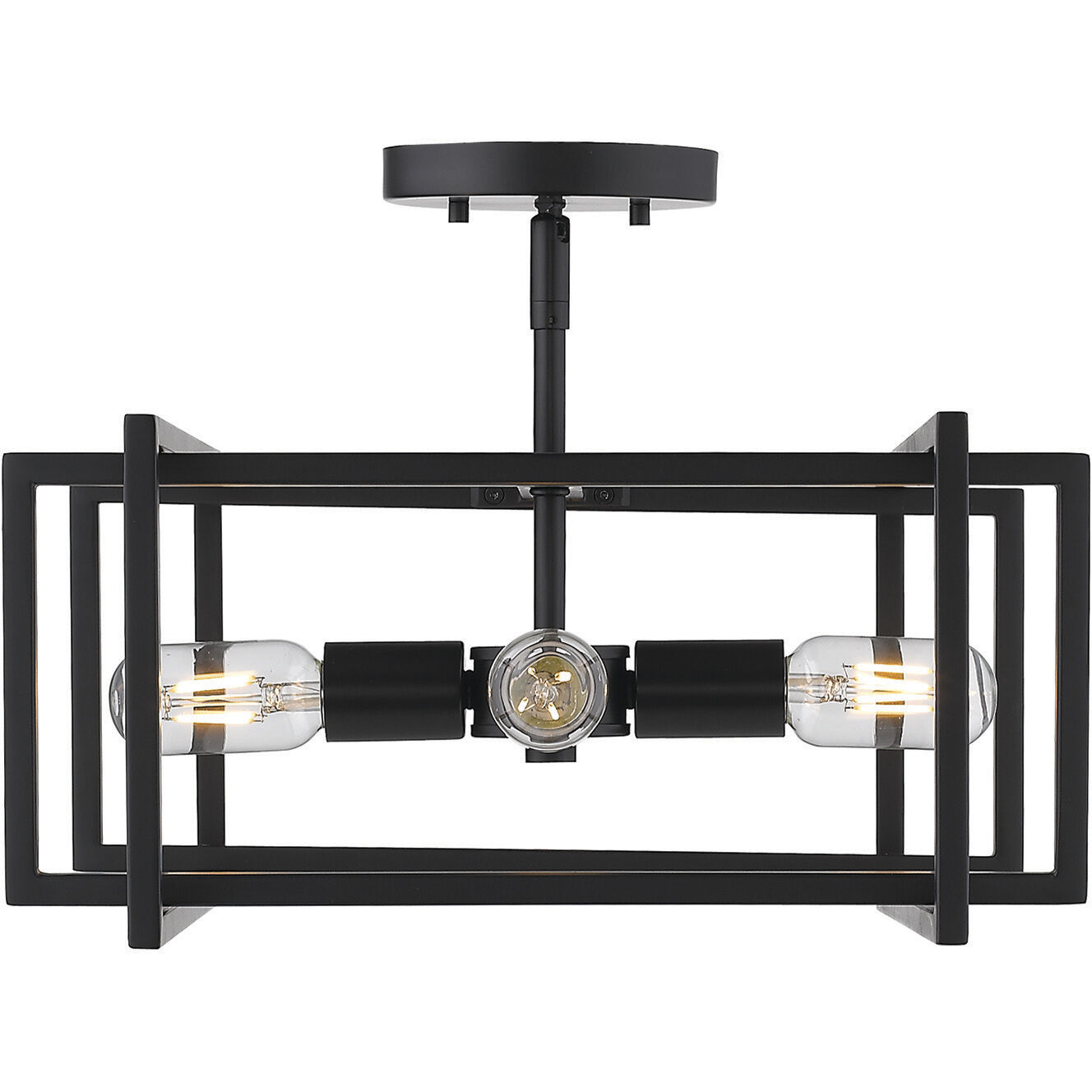 Tribeca 4 Light 15.5 inch Matte Black Semi-Flush Mount Ceiling Light in Matte Black/Matte Black, Damp