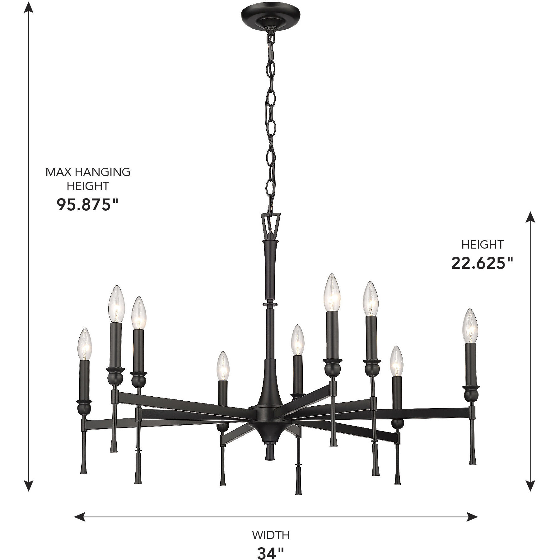Landon 34 inch 60.00 watt Matte Black Chandelier Ceiling Light