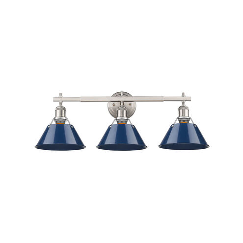 Orwell 3 Light 27 inch Pewter Bath Vanity Wall Light in Navy