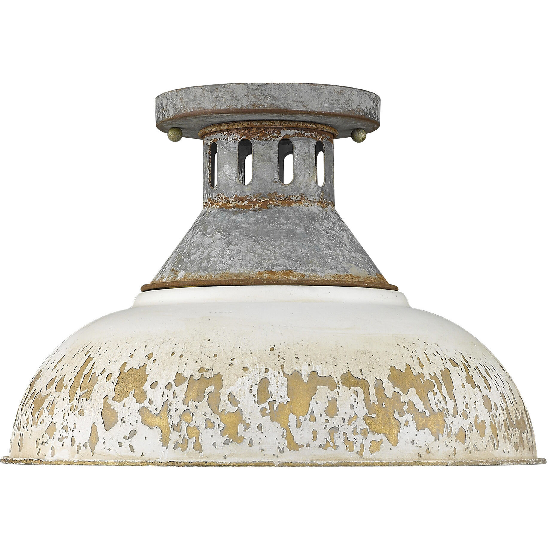 Kinsley 1 Light 14 inch Aged Galvanized Steel Semi-Flush Mount Ceiling Light in Antique Ivory