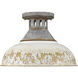 Kinsley 1 Light 14 inch Aged Galvanized Steel Semi-Flush Mount Ceiling Light in Antique Ivory