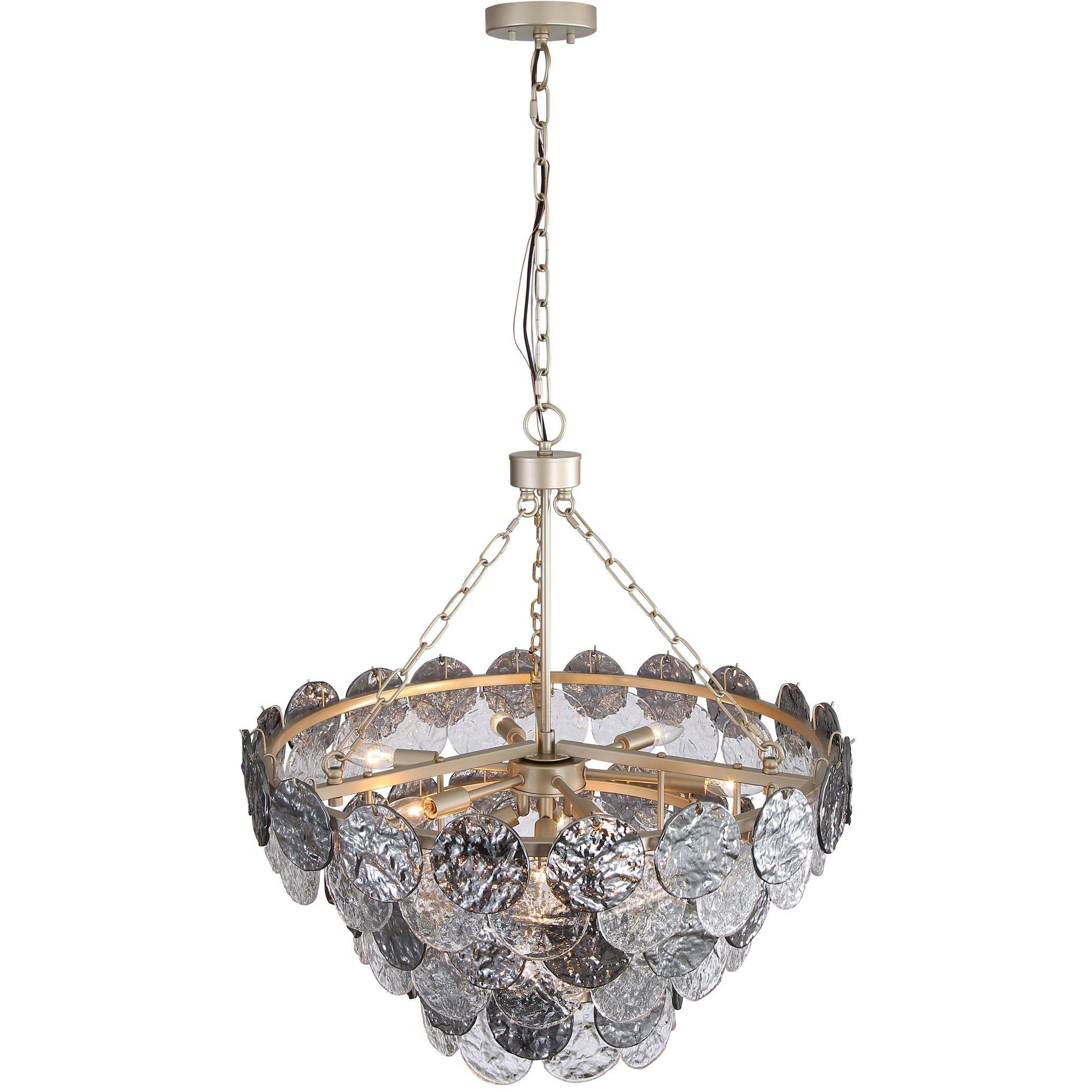Yep Cascada 11 Light 27.25 inch Aegean Silver Pendant Ceiling Light in Smoke Plated Glass, 3 Tier