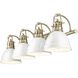 Yep Duncan Vanity Wall Light in Aged Brass, White
