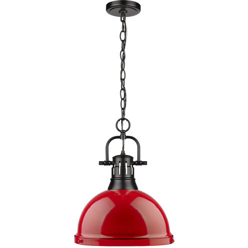 Duncan 1 Light 14 inch Matte Black Pendant Ceiling Light in Red, Large
