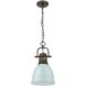 Duncan 1 Light 8.88 inch Rubbed Bronze Pendant Ceiling Light in Seafoam, Small