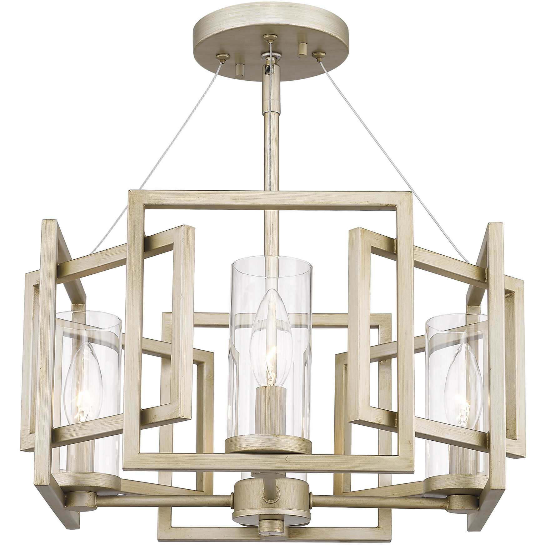 Marco 4 Light 16 inch White Gold Semi-Flush Mount Ceiling Light, Convertible