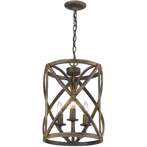 Alcott 3 Light 13 inch Antique Black Iron Pendant Ceiling Light, Caged