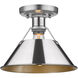 Orwell 1 Light 10 inch Pewter Flush Mount Ceiling Light in Chrome, Damp