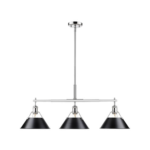 Orwell 3 Light 36 inch Chrome Linear Pendant Ceiling Light in Black