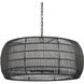 Everly 6 Light 27.13 inch Matte Black Chandelier Ceiling Light in Natural Rattan