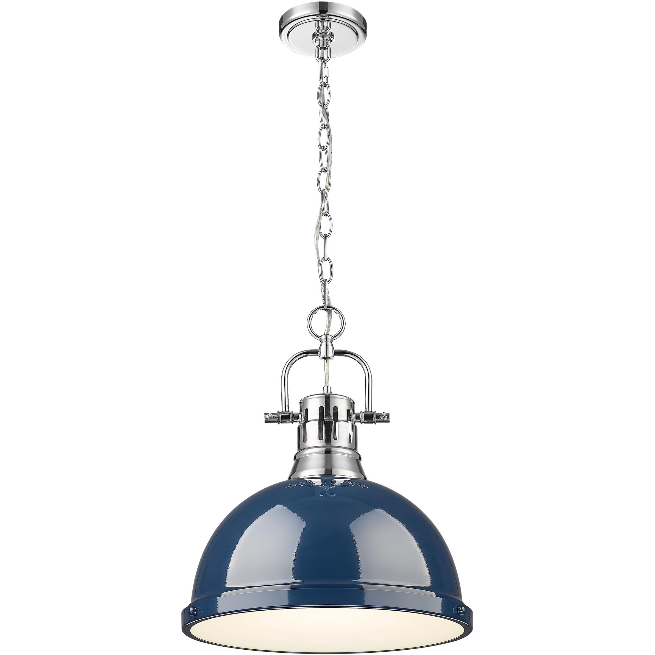 Yep Duncan 1 Light 14 inch Chrome Pendant Ceiling Light in Navy