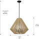 Valentina 4 Light 21 inch Matte Black Pendant Ceiling Light in Natural Raphia