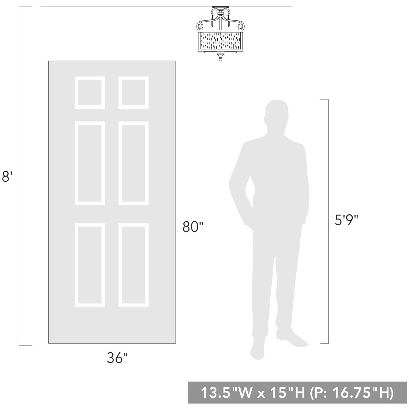 Valencia 4 Light 13.5 inch Fired Bronze Semi-Flush Mount Ceiling Light, Convertible