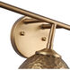 Shepard 3 Light 24.63 inch Modern Brass Vanity Light Wall Light