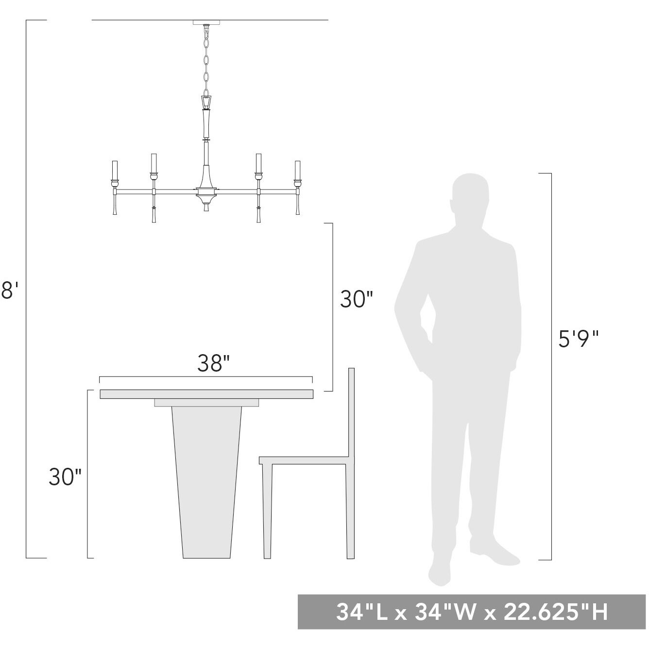 Landon 34 inch 60.00 watt Matte Black Chandelier Ceiling Light
