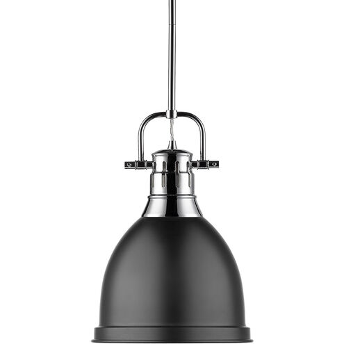 Duncan 1 Light 9 inch Chrome Mini Pendant Ceiling Light in Matte Black, Small