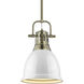 Yep Duncan 1 Light 8.88 inch Aged Brass Pendant Ceiling Light in White, Small
