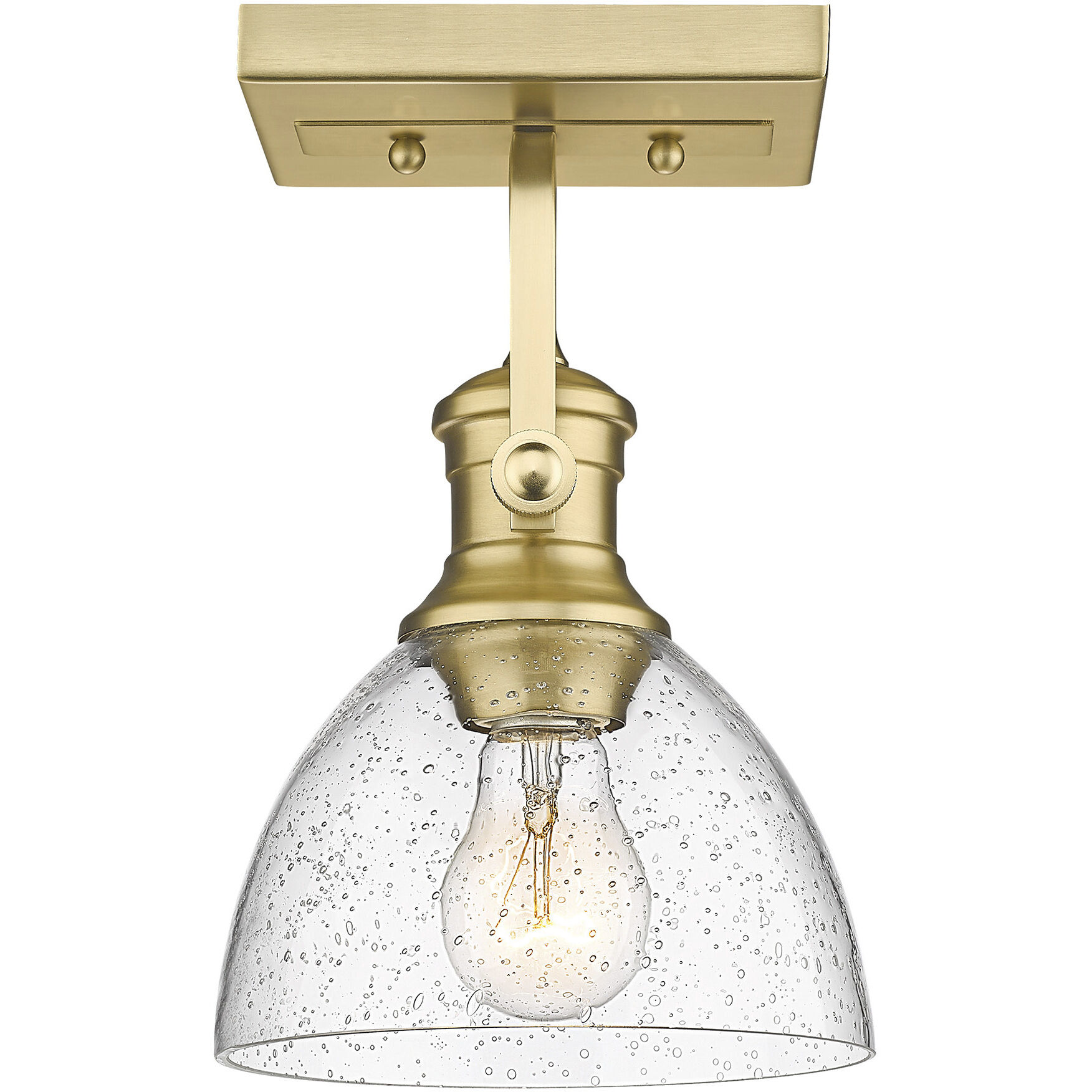 Yep Hines 1 Light 6.88 inch Brushed Champagne Brass Semi-Flush Mount Ceiling Light in Seeded Glass, Convertible