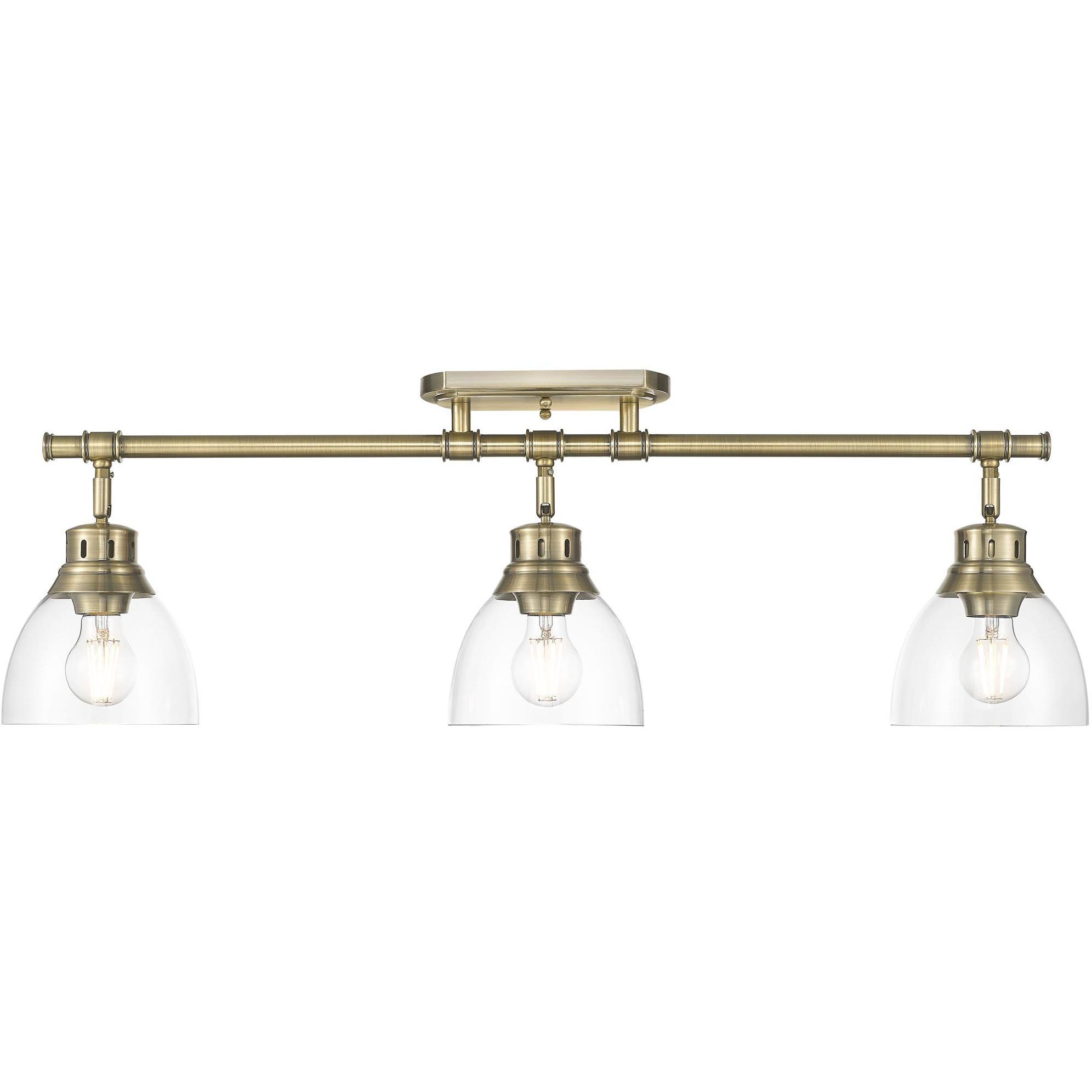 Yep Duncan 3 Light 35.38 inch Aged Brass Semi-Flush Mount Ceiling Light in Clear Glass