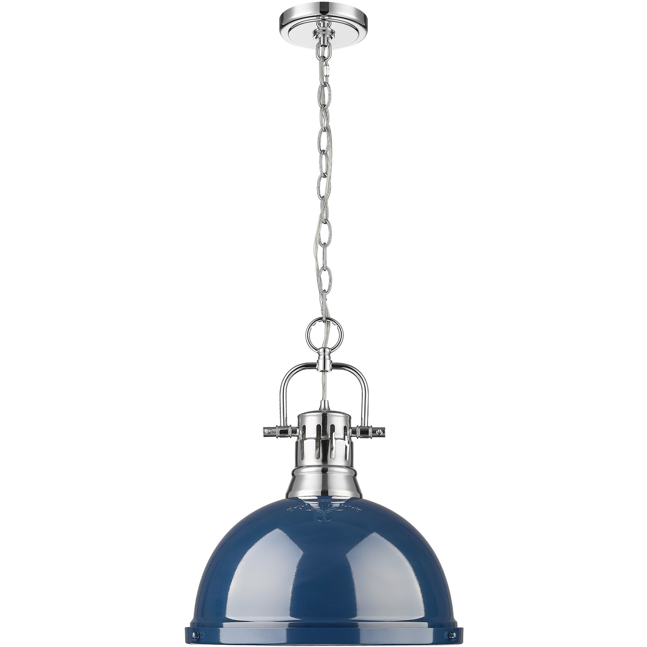 Yep Duncan 1 Light 14 inch Chrome Pendant Ceiling Light in Navy