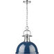 Yep Duncan 1 Light 14 inch Chrome Pendant Ceiling Light in Navy