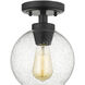 Galveston 1 Light 7 inch Matte Black Flush Mount Ceiling Light in Seeded Glass, Damp