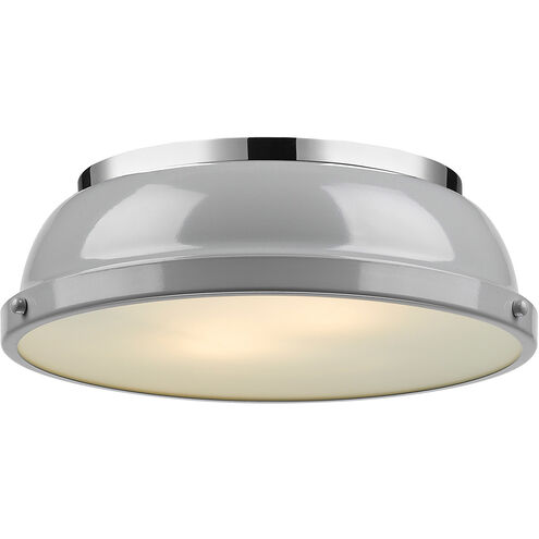 Duncan 2 Light 14 inch Chrome Flush Mount Ceiling Light in Grey, Damp