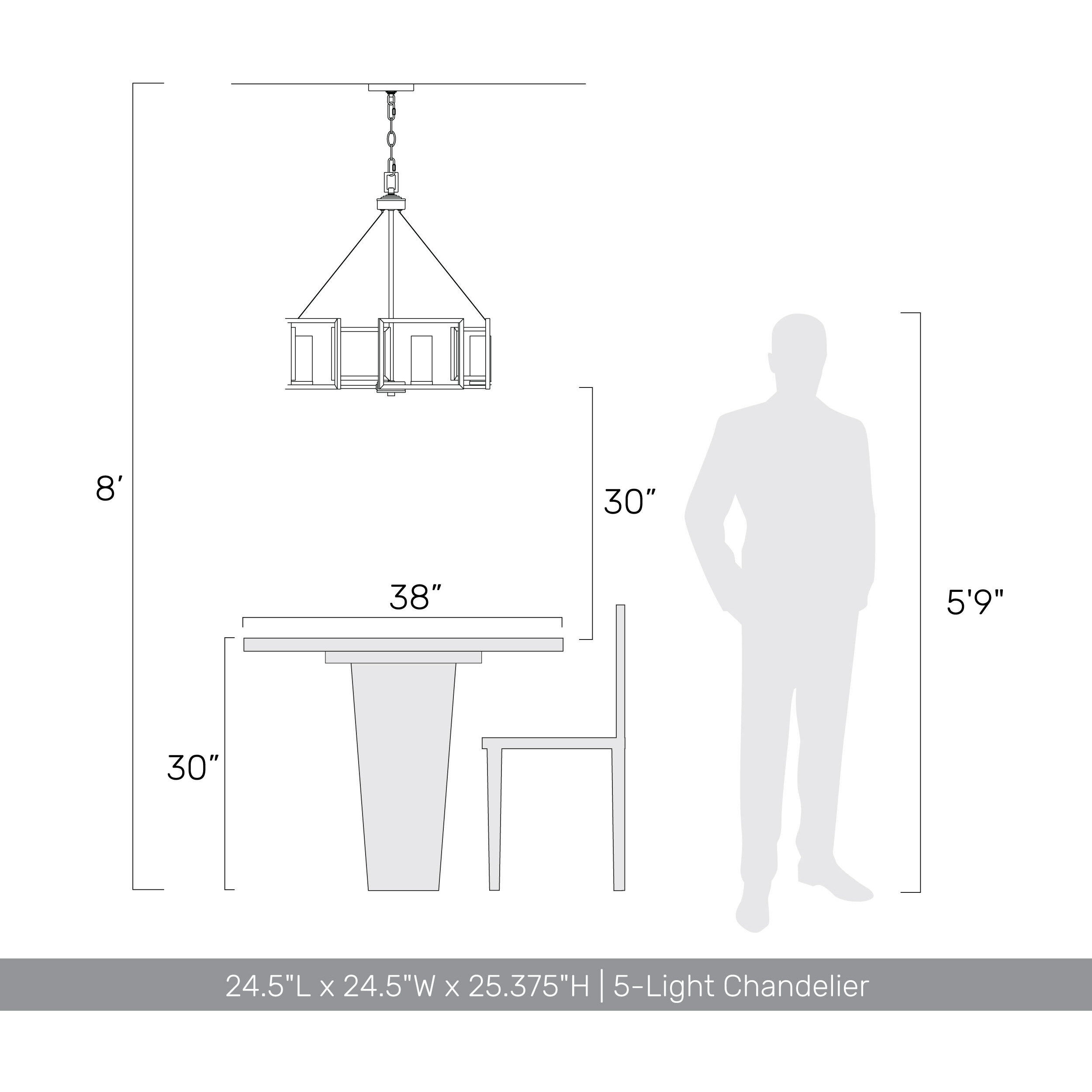 Marco 5 Light 24.5 inch Pewter Chandelier Ceiling Light