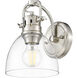 Duncan 1 Light 8.25 inch Pewter Vanity Light Wall Light in Clear Glass