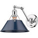 Orwell 1 Light 10 inch Chrome Articulating Wall Sconce Wall Light in Navy, Adjustable