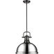 Yep Duncan 1 Light 14 inch Matte Black Pendant Ceiling Light in Chrome, Large