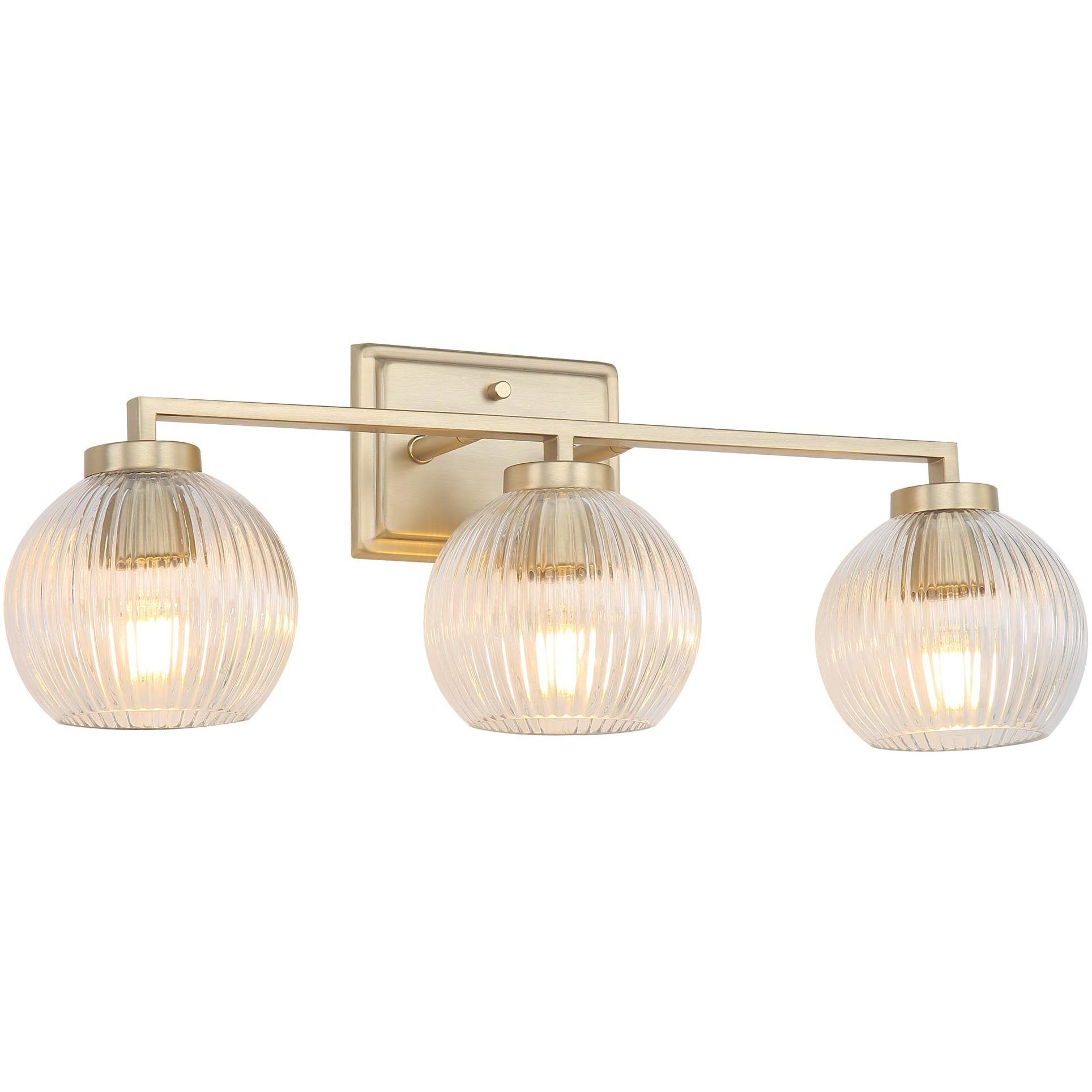 Yep Elliott Vanity Wall Light in Brushed Champagne Brass, Ribbed
