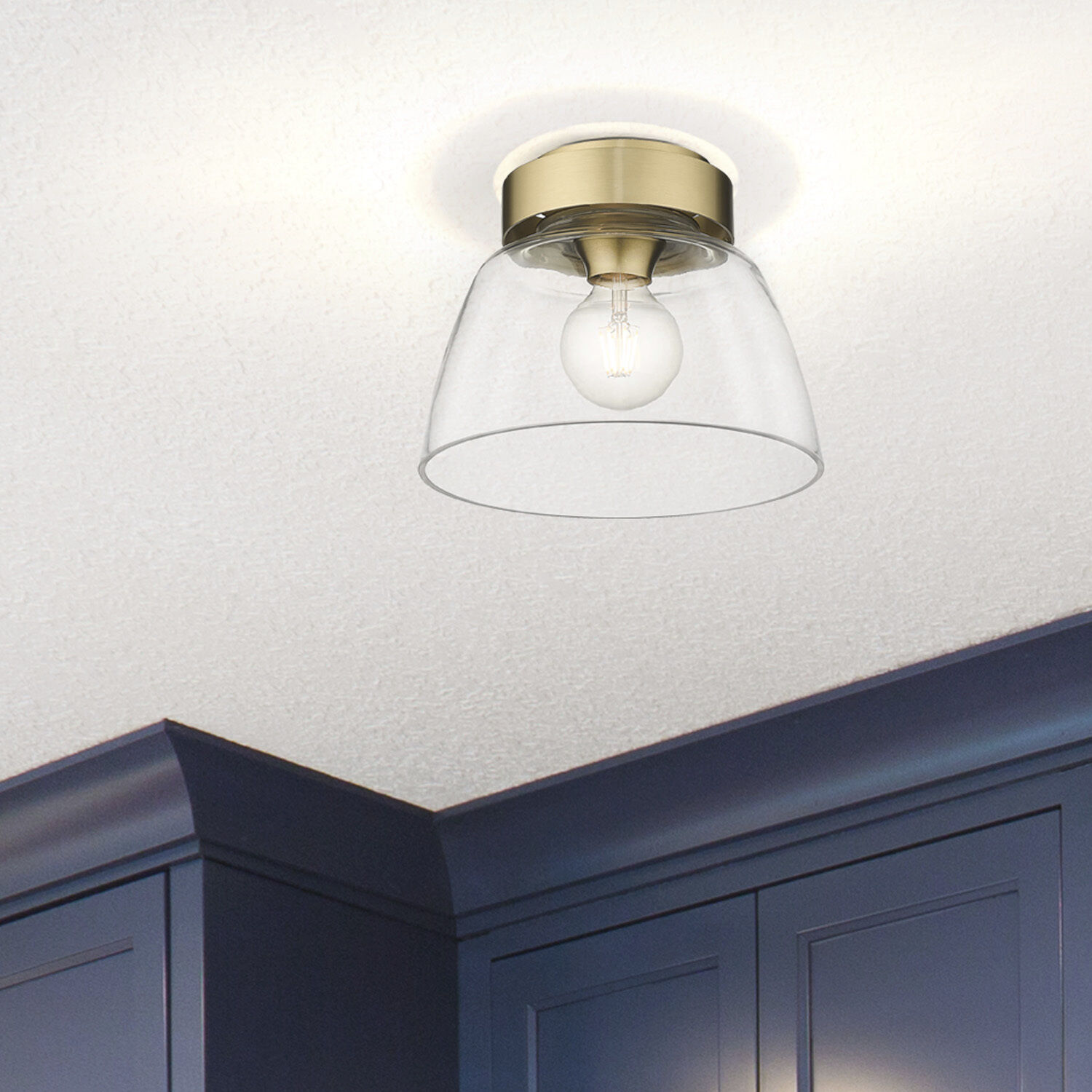 Remy 1 Light 10 inch Brushed Champagne Brass Flush Mount Ceiling Light