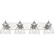 Hines 4 Light 34.5 inch Chrome Bath Vanity Light Wall Light in Seeded Glass