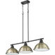 Duncan 3 Light 40 inch Matte Black Linear Pendant Ceiling Light in Aged Brass