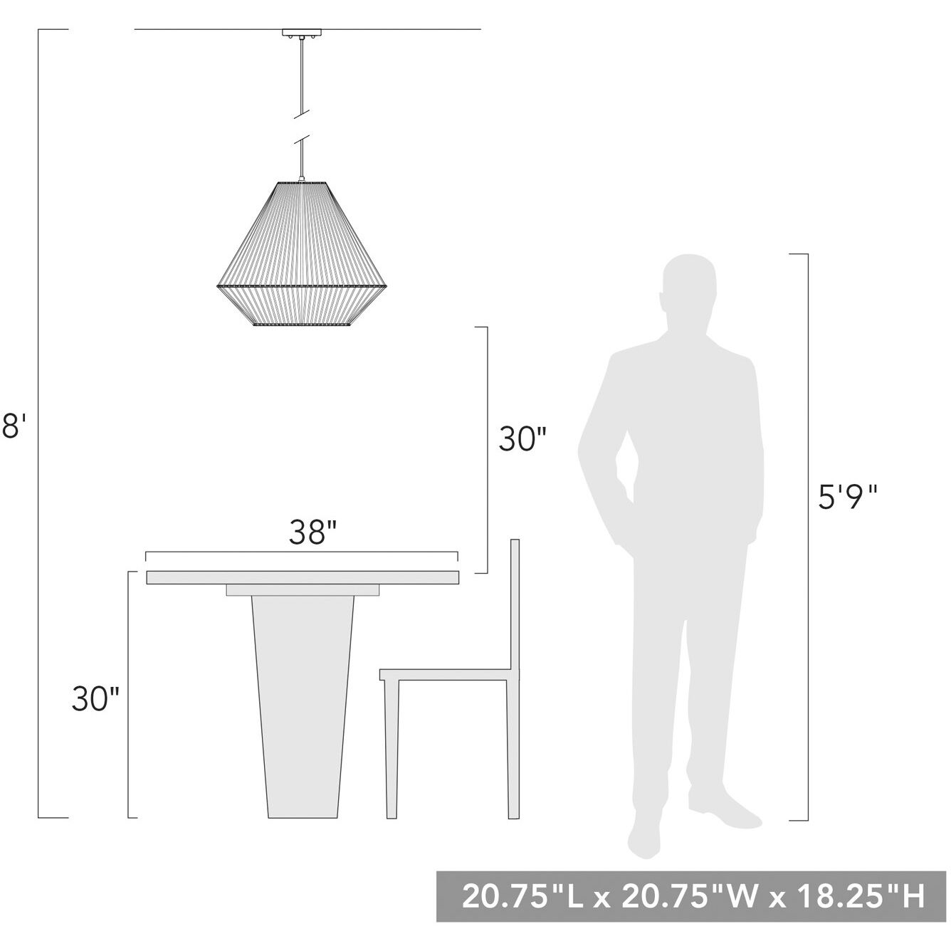 Valentina 3 Light 20.75 inch Natural Black Outdoor Pendant