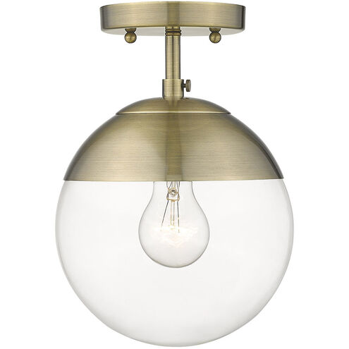 Dixon 1 Light 7.5 inch Aged Brass Semi-flush Ceiling Light, Damp