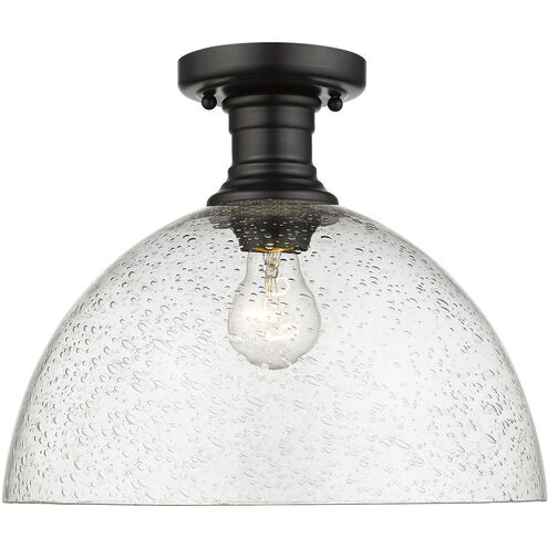 Hines 1 Light 14 inch Matte Black Semi-flush Ceiling Light in Seeded Glass
