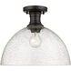 Hines 1 Light 14 inch Matte Black Semi-flush Ceiling Light in Seeded Glass