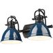 Duncan 2 Light 16.5 inch Matte Black Bath Vanity Light Wall Light in Matte Navy