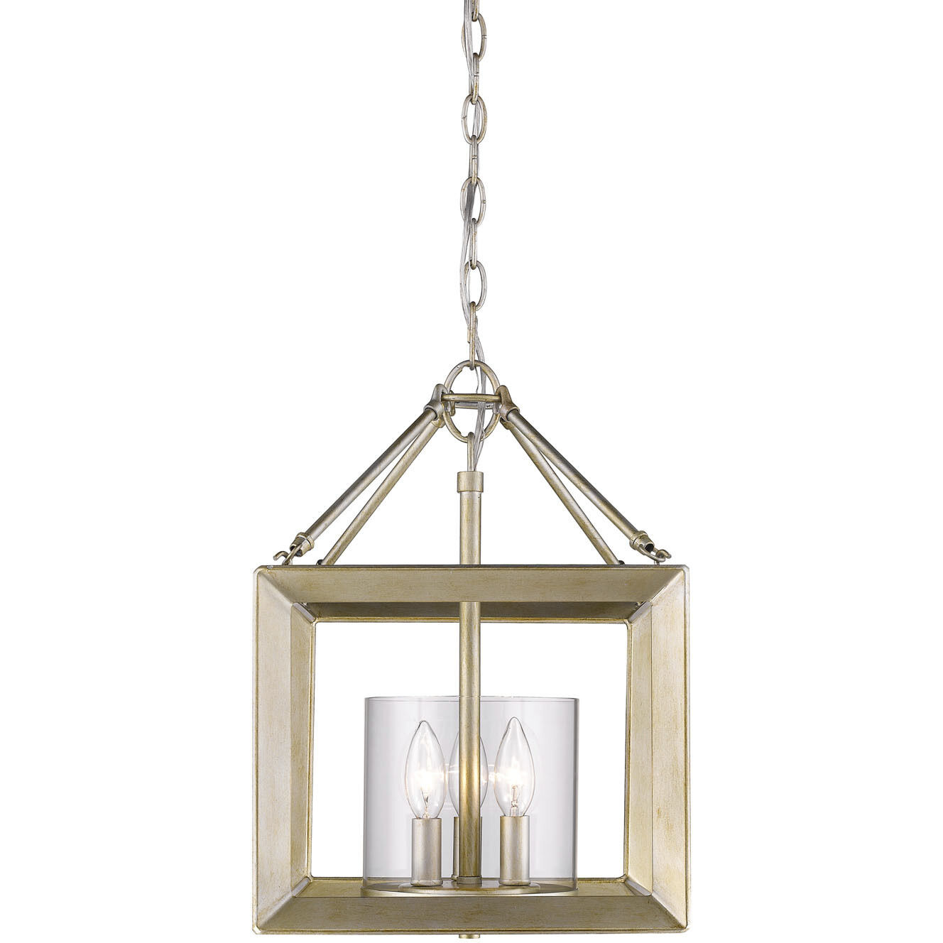 Smyth 3 Light 11.75 inch White Gold Semi-Flush Mount Ceiling Light in Clear Glass, Convertible