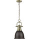 Duncan 1 Light 8.88 inch Aged Brass Mini Pendant Ceiling Light in Rubbed Bronze