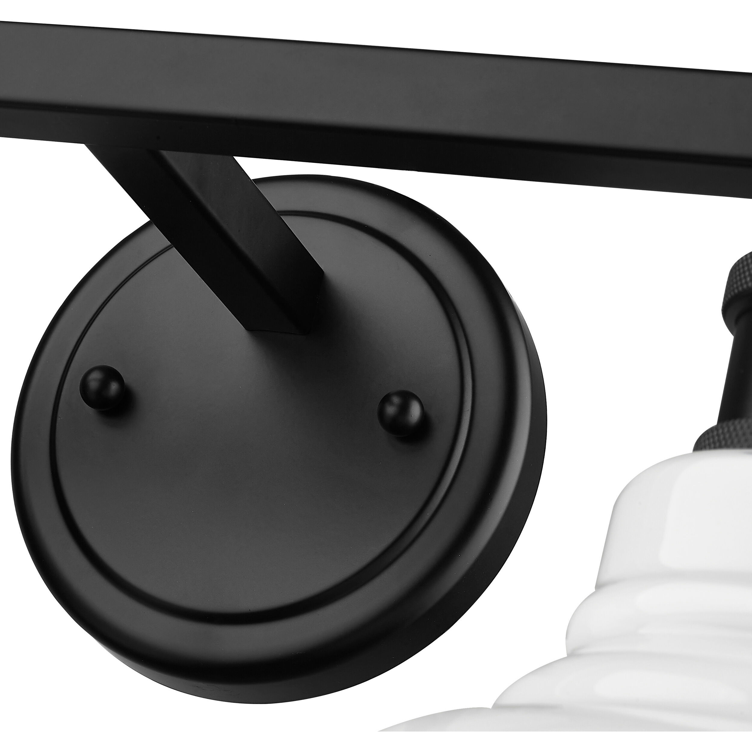 Yep Carver Vanity Wall Light in Matte Black, Vintage Milk Glass