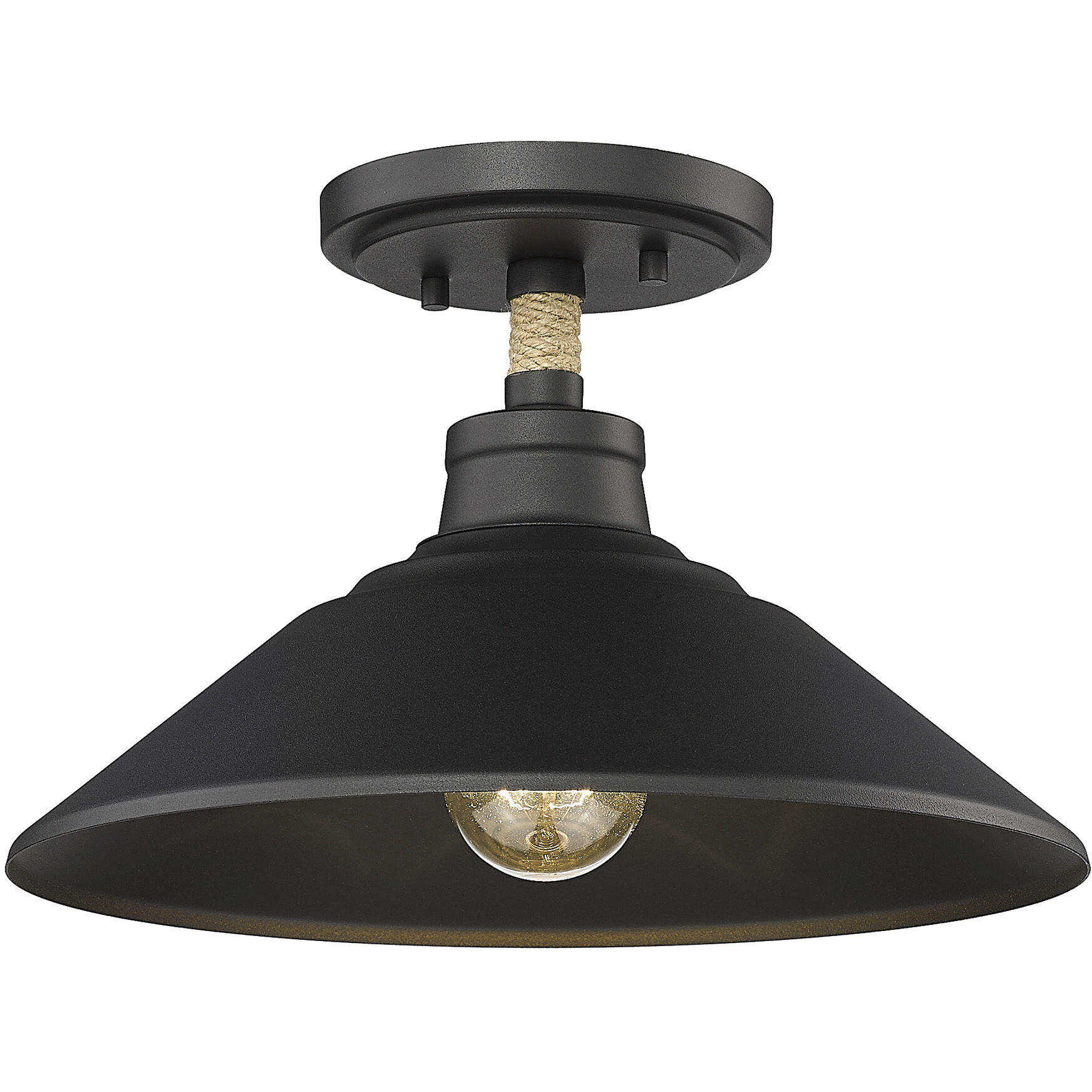 Journey 1 Light 12 inch Natural Black Semi-Flush Mount Ceiling Light