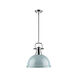 Duncan 1 Light 14 inch Chrome Pendant Ceiling Light in Seafoam, Large