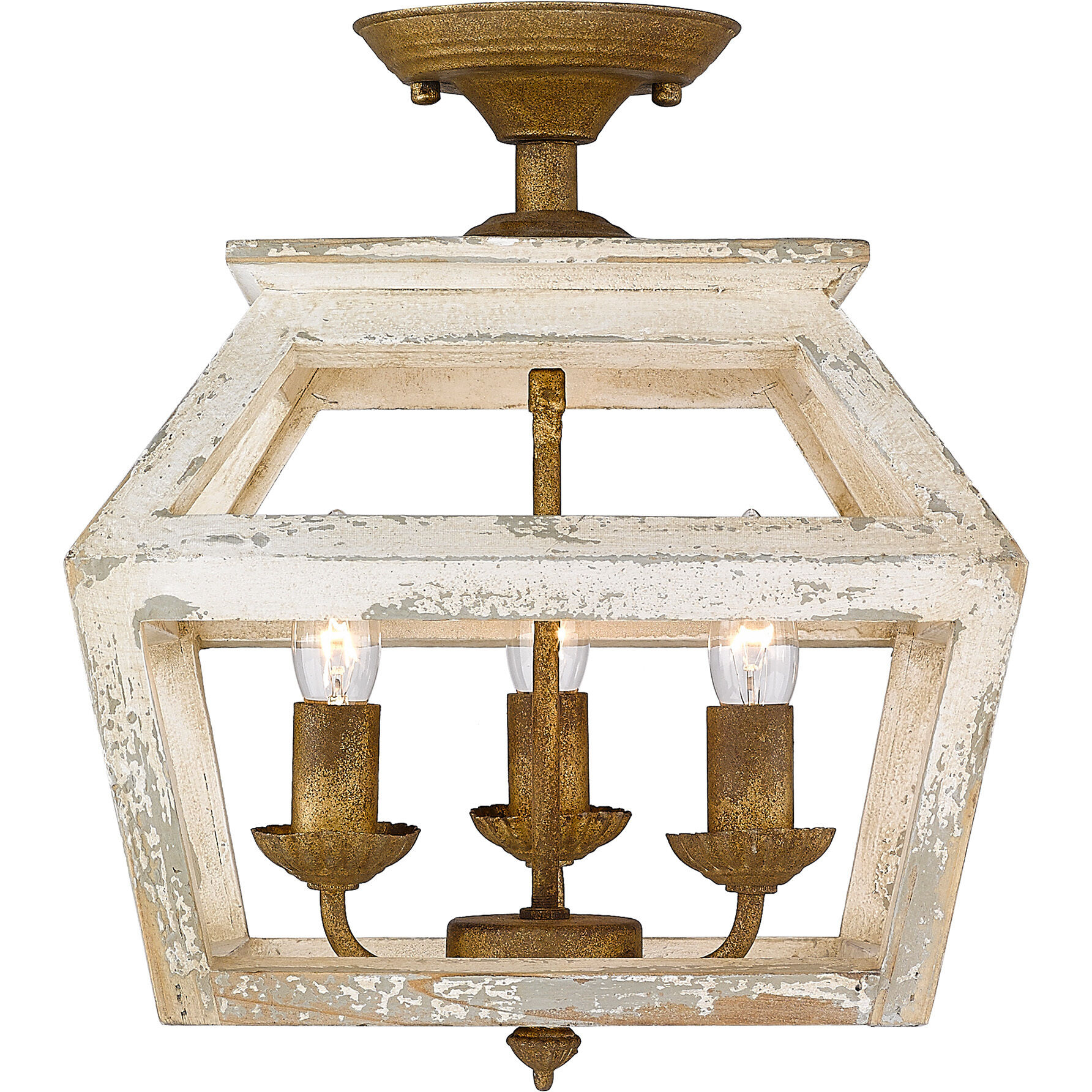 Haiden 3 Light 12.5 inch Burnished Chestnut Semi-Flush Mount Ceiling Light