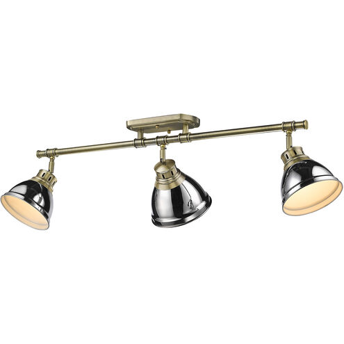 Duncan 3 Light 6.5 inch Aged Brass Semi-Flush Track Light Ceiling Light in Chrome, Damp