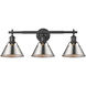 Orwell 3 Light 27 inch Matte Black Bath Vanity Wall Light in Pewter